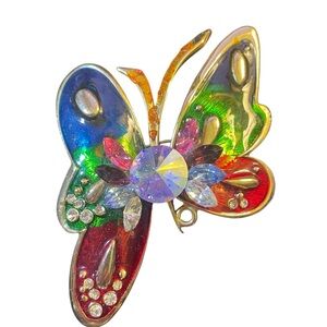 Bonitto Colorful Butterfly Brooch pin signed VTG